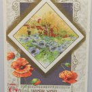 Antique 1910 New Year Postcard Purple Flowers by Winsch Germany Embossed Posted