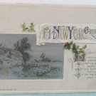 Antique 1912 New Year Postcard Country Holly by John Winsch Germany Posted