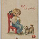 Antique 1908 Valentine Postcard Boy in Love Divided and Posted