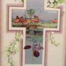 1910 Easter Postcard Scenic Cross Winsch Embossed Unposted Divided