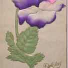 Antique Birthday Postcard Greetings with Silk Flowers Unposted Divided