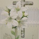 Antique Easter Postcard Cross Lilies John Winsh Embossed Posted Divided