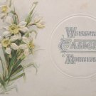 1912 Easter Postcard White Floral Winsch Embossed Unposted Divided
