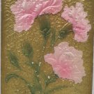 Antique Birthday Postcard Pink Carnations Embossed Posted Divided