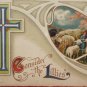 Antique Easter Postcard Little Boy Sheep Miller Embossed Posted Divided