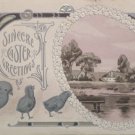 Antique Easter Postcard Chicks Embossed Posted Divided