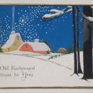 Antique Christmas Postcard Winter Snow Scene Posted Divided