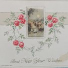 1914 New Year Postcard Roses by Winsch Germany Embossed Divided Unposted