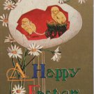 1910 Antique Easter Postcard Baby Chicks Posted Divided