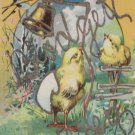 Antique Easter Postcard Baby Chick Egg Embossed Posted Divided