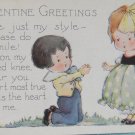 Antique Valentine Postcard Little Boy on Bent Knees Divided and Unposted