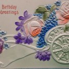 Antique Postcard Birthday Greetings Heavily Embossed Unposted Undivided