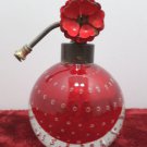 Antique Perfume Bottle Ruby Red Clear Crystal Suspended Bubbles Art Deco