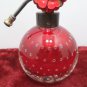 Antique Perfume Bottle Ruby Red Clear Crystal Suspended Bubbles Art Deco
