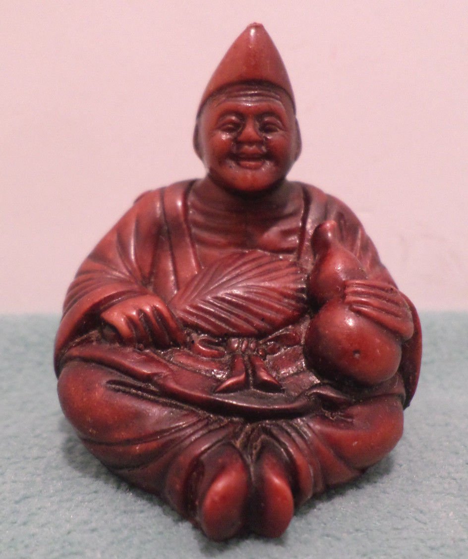 Chinese Man Statue Figurine Red Cinnabar Resin made in China