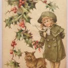 Antique Christmas Postcard Little Girl Unposted Divided