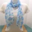 Womens Scarf Polyester White with Blue Polka Dots Vintage