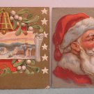 Antique Christmas Postcard Santa Claus Embossed Posted Divided Lot of 2