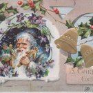 Christmas Postcard Santa Claus Dressed in Blue Robe Embossed 1910