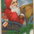 Antique Christmas Postcard Santa Claus in Sleigh Embossed Posted Divided
