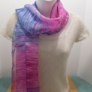 Womens Scarf Wrap Polyester Pink and Blue Stripes made in Korea