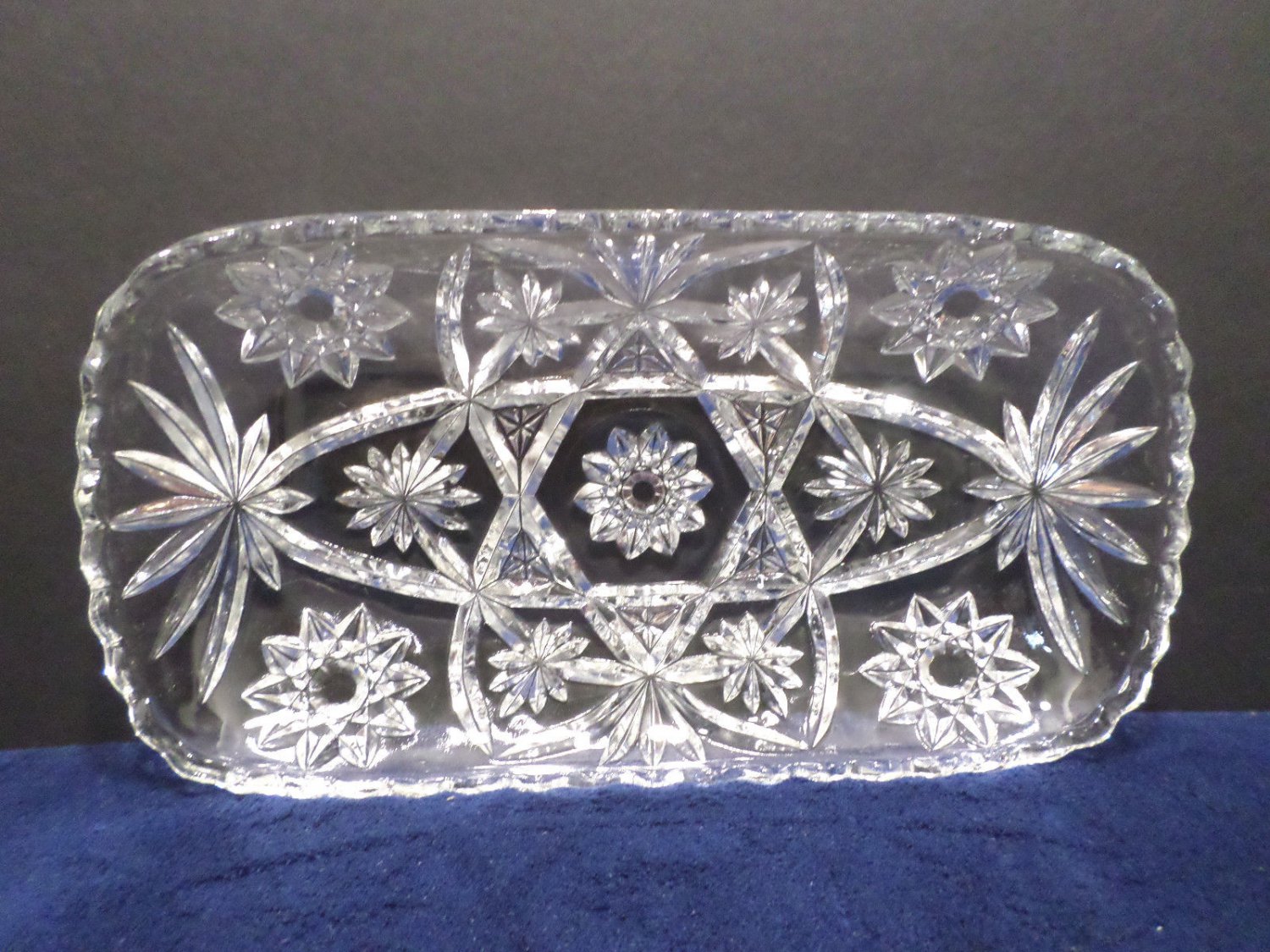 Serving Dish Clear Glass Rectangle Early American Prescutt Star of David
