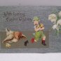Antique Easter Postcard Chicken Chasing Boy That has her Chicks Unposted