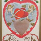 Valentine Postcard Angels Silk Hearts Roses Bells Unposted Divided