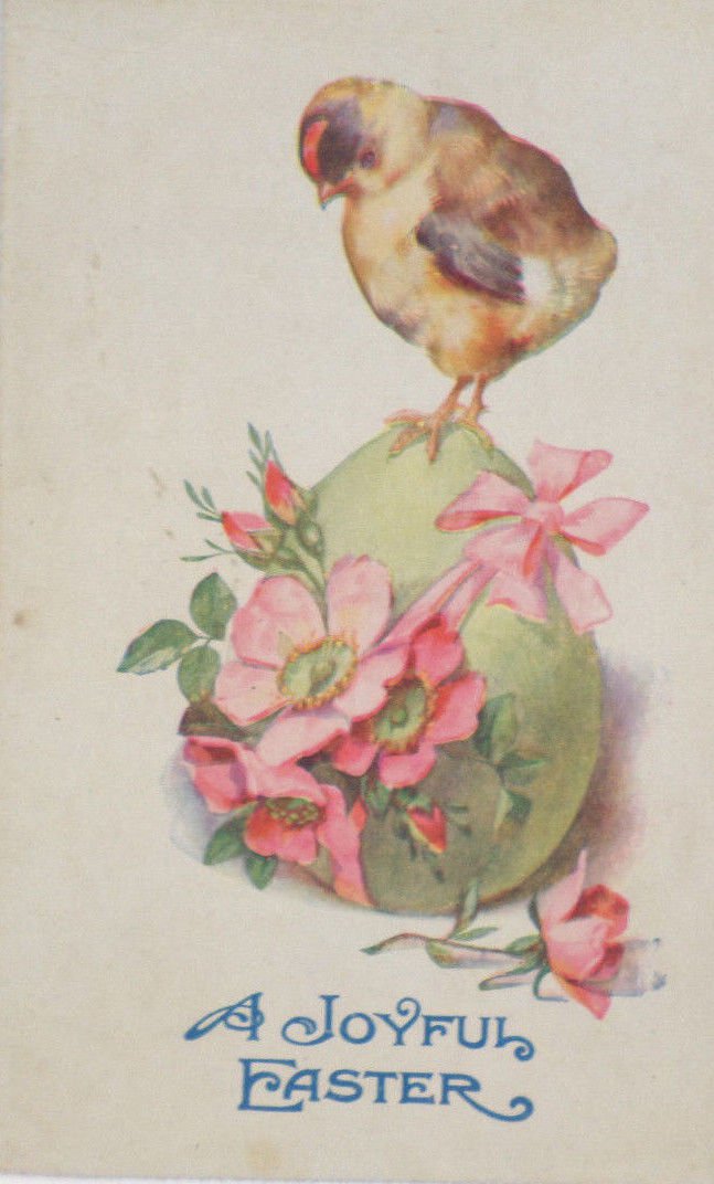 Antique Easter Postcard Chick Egg Unposted Divided