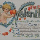 Antique Valentine Postcard Cupid Embossed Divided and Unposted