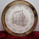 Souvenir Collector Plate Arizona Tall Sahuaro Cactus Accented with 22K Gold