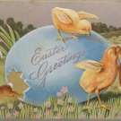 1911 Easter Postcard Rabbit Chicks Egg Embossed Posted Divided