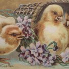1919 Easter Postcard Chicks Basket Embossed Posted Divided