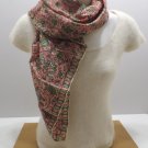 Womens Scarf 100% Silk Hand Rolled Mauve Green