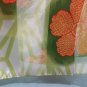 Womens Scarf Polyester Green with Orange Flowers made in Korea