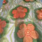 Womens Scarf Polyester Green with Orange Flowers made in Korea