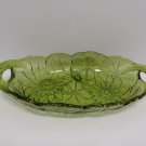 Vintage Celery Dish Green Glass Daisy Pattern