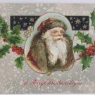 Antique Christmas Postcard Santa Claus Embossed Posted Divided Germany