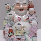 Laughing Buddha with Five Children Fine Porcelain Chinese