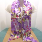 Vintage Womens Scarf Wrap 100% Polyester Purple Pink and Yellow