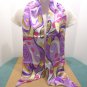 Vintage Womens Scarf Wrap 100% Polyester Purple Pink and Yellow