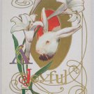 Antique Easter Postcard Rabbit Lillies Unposted Divided Embossed