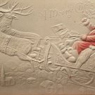Christmas Postcard Santa Claus in Sleigh Embossed Posted Divided