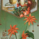 Antique Christmas Postcard Santa Claus Embossed Posted made in Germany