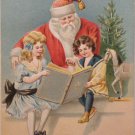 Antique Christmas Postcard Santa Claus Reading to Children Divided Unposted