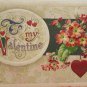 Antique Valentines Postcard Red Heart Flowers John Winsch Germany 1910