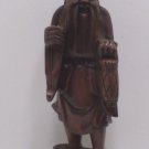 Chinese Hand Carved Teak Wood Man Statue Artist Initials Carved/Back