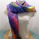 Womens Scarf Wrap Polyester Tye Dyed Multi Colored Vintage