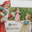 Antique Christmas Postcard Santa Claus Embossed Divided Posted Germany 1908