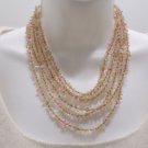 Three Strand Necklace with Gemstone Beads 38" Long